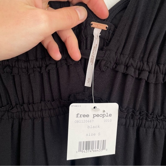 NWT NEW Free People Aries Deep Plunge V Neck Tank Top Tiered grunge vamp witchy - Picture 8 of 13